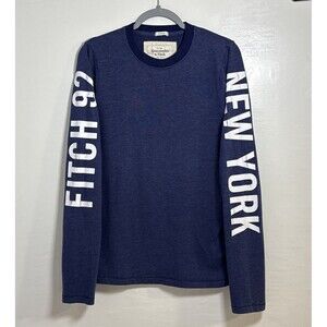 Abercrombie & Fitch Muscle Men's Navy Blue Shirt Long Sleeve Fitch 92 NY Medium